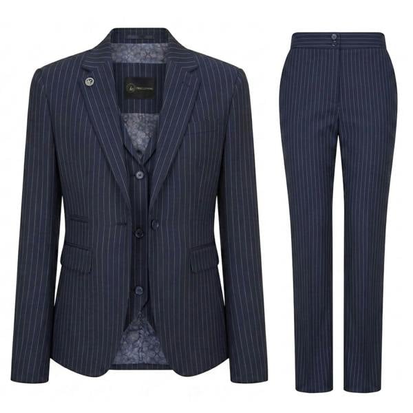 TPW-37 - Women's 3 Piece Navy Blue Pinstripe Suit - TruClothing.com - 1