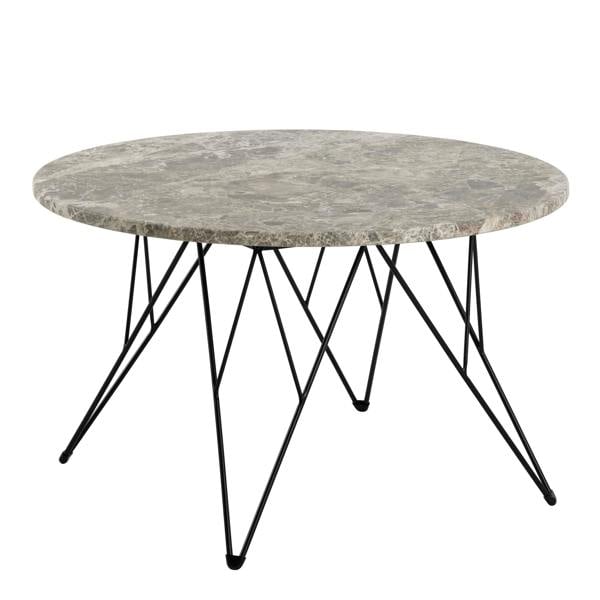 Wyld Haus Toulouse Round Grey Marble Effect Coffee Table Black Steel Base