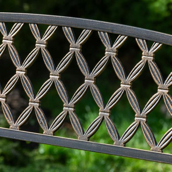 The Garden Marketplace Warwick Metal Garden Bench with Web Pattern Cast Iron Back