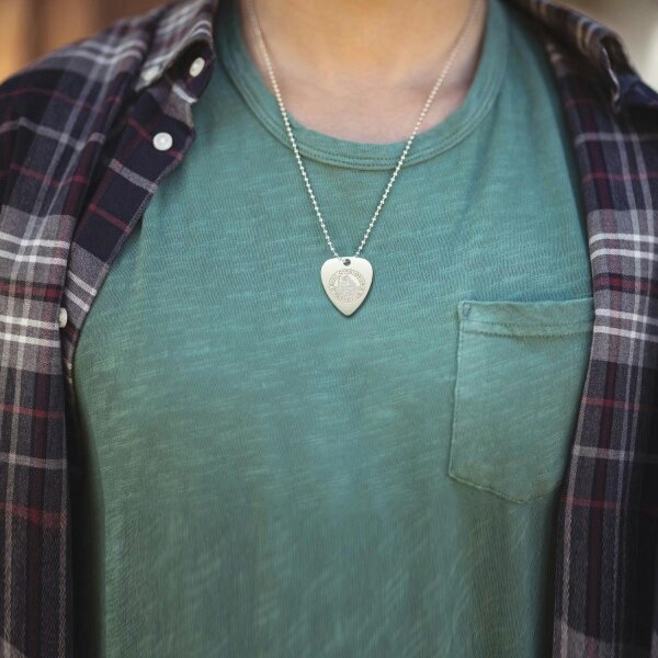 Christopher James of London Sterling Silver St Christopher Plectrum Guitar Pick Tag With Optional Engraving & Chain