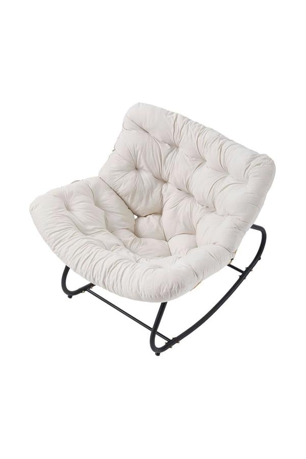 Living and Home Fleece Fabri Modern Rocking Chair with Cushion
