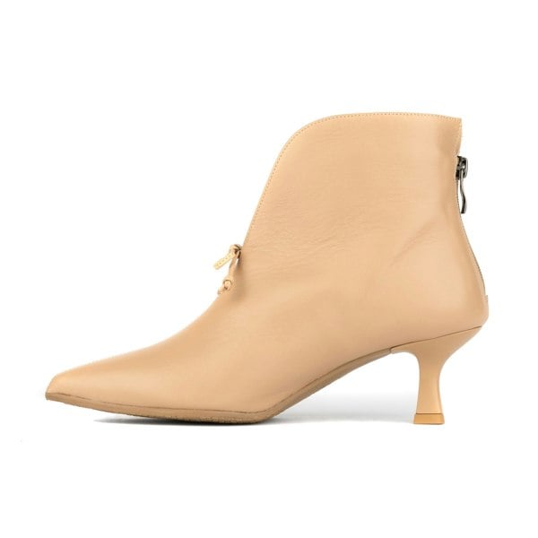 Embassy London Regent - Cream - Women's Leather Ankle Boot with kitten heel