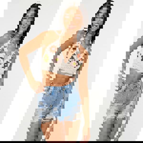 Pink Vanilla Floral Crochet Bralette