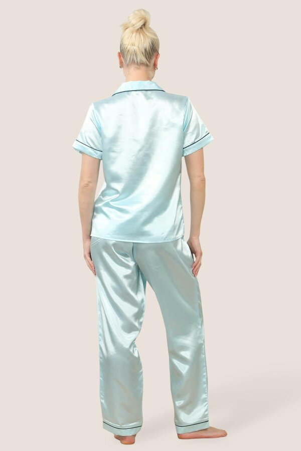 Luxe Satin Short Sleeve PJ Set – BABY BLUE