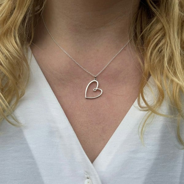 Looped Heart Necklace in Sterling Silver - Reeves & Reeves