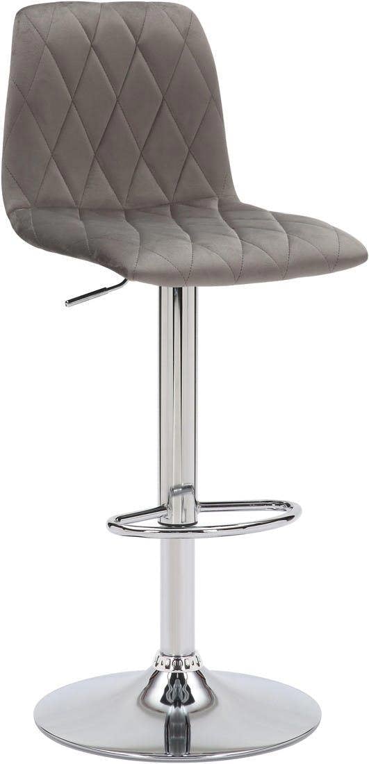 Lamboro Verona Velvet Kitchen Bar Stools, Single, Height Adjustable Gas Lift Stool With Backrest, Breakfast Bar Stool - Grey