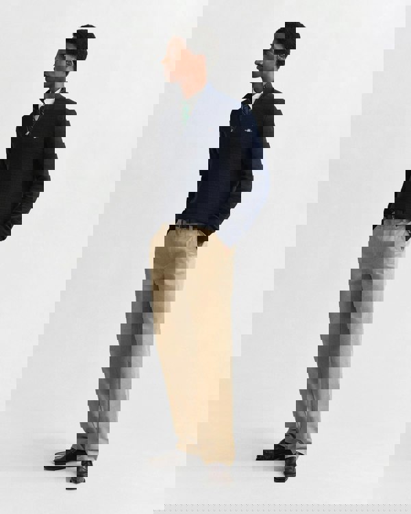 GANT Mens Mini Cable Half Zip Jumper - 433 Evening Blue - CHO - Designer Mens Half Zip Jumpers