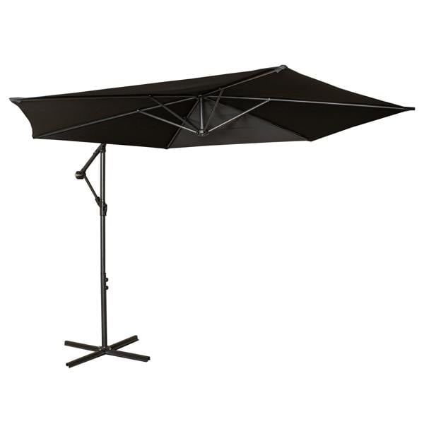 Samuel Alexander 3m Cantilever Parasol in Black with Crank Handle - Patio Garden Banana Parasol with UV Protection Outdoor Umbrella Sun Shades-Garden
