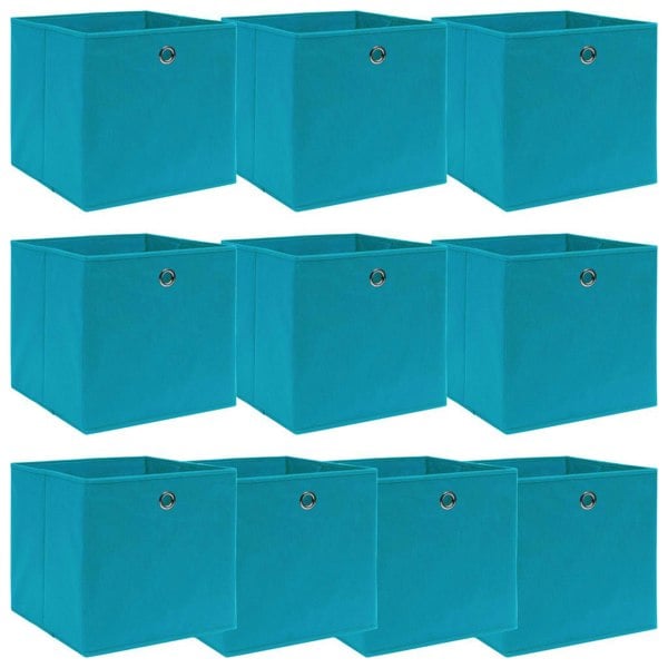 Berkfield Storage Boxes 10 pcs Baby Blue 32x32x32 cm Fabric