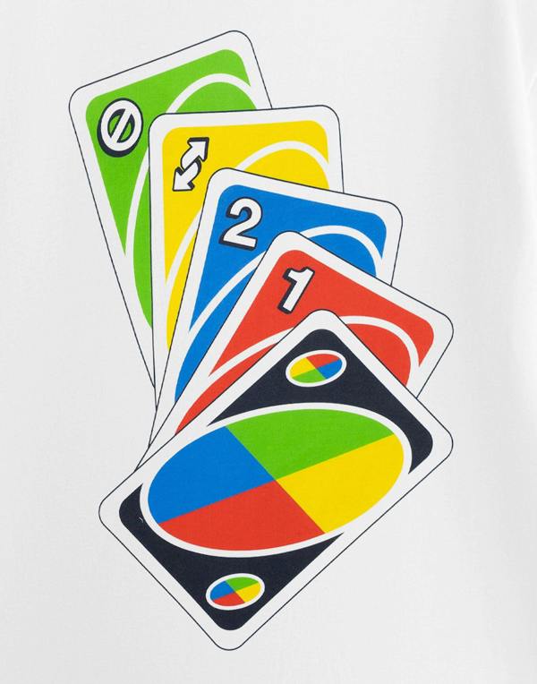 UNO Unisex White Cards Short Sleeved T-Shirt