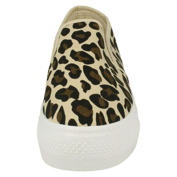 Spot On Ladies Spot On Platform Animal Print Canvas Pumps F80523