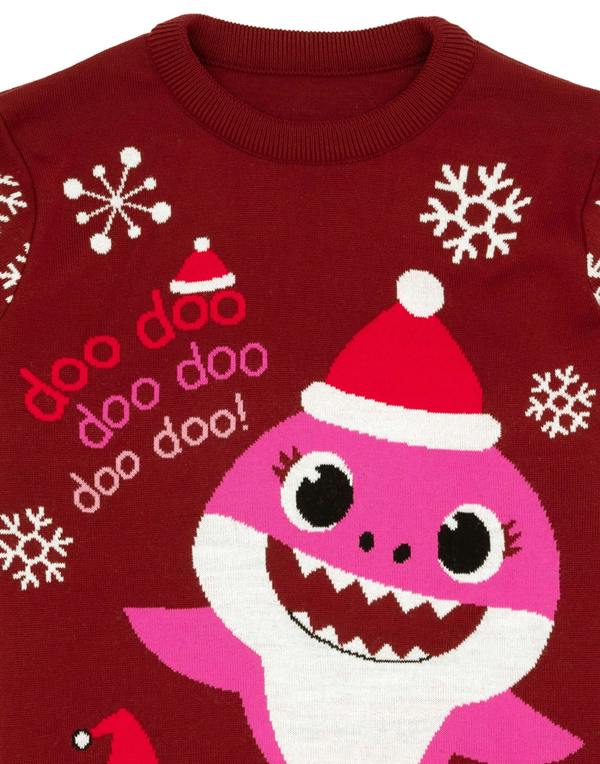 Baby Shark Womens Red Mummy Shark Christmas Jumper