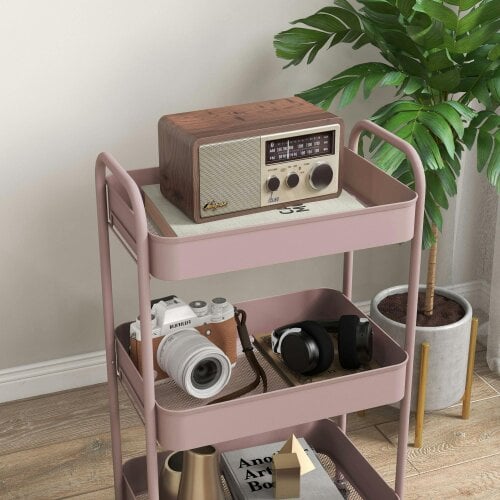 Wyld Haus Razira Metal Pink 3 Tier Steel Storage Trolley