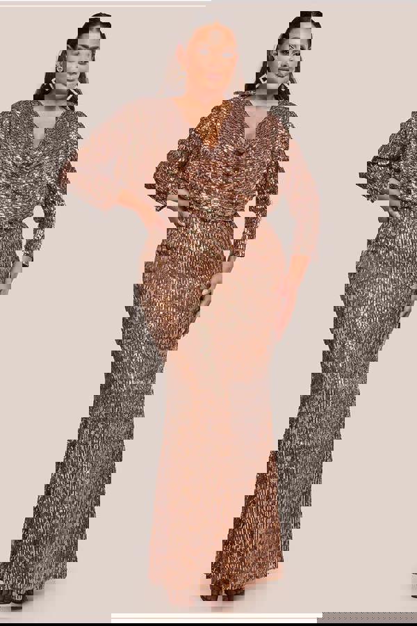 Sequin Cowl Maxi Dress - Bronze DR4051P
