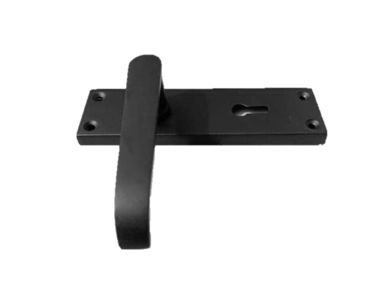 EDH Door Hardware Matt Black Door Handles Victorian Straight Lock Handles and Sash Lock