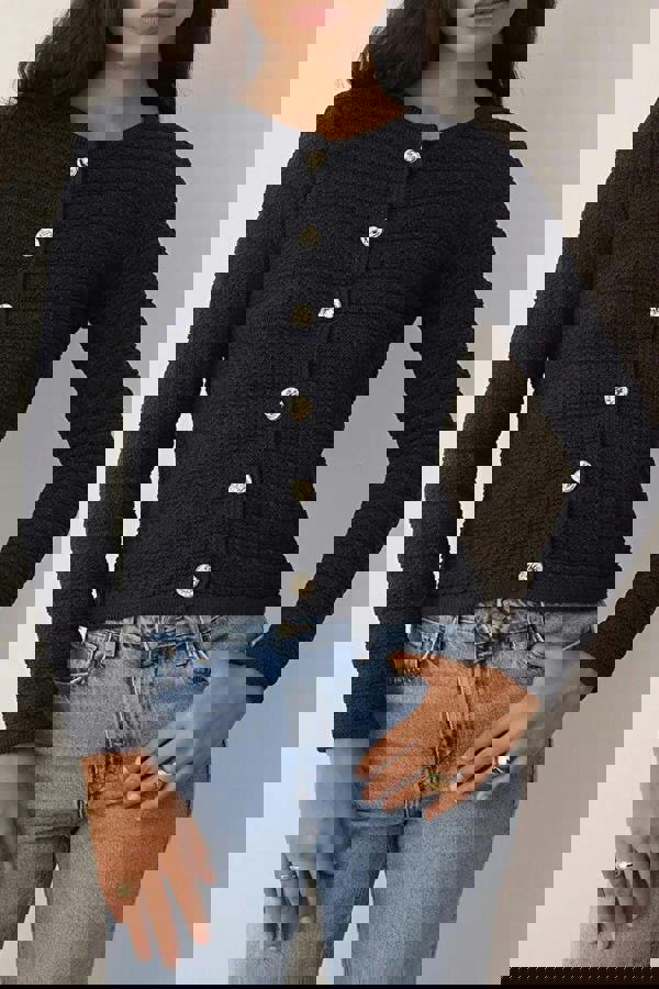 WOVCOR Textured Look Knit Cardigan