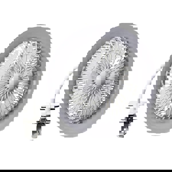 White Rechargeable 3 Speed Clip-On Fan with LED Dimmable Ring Light Image 3