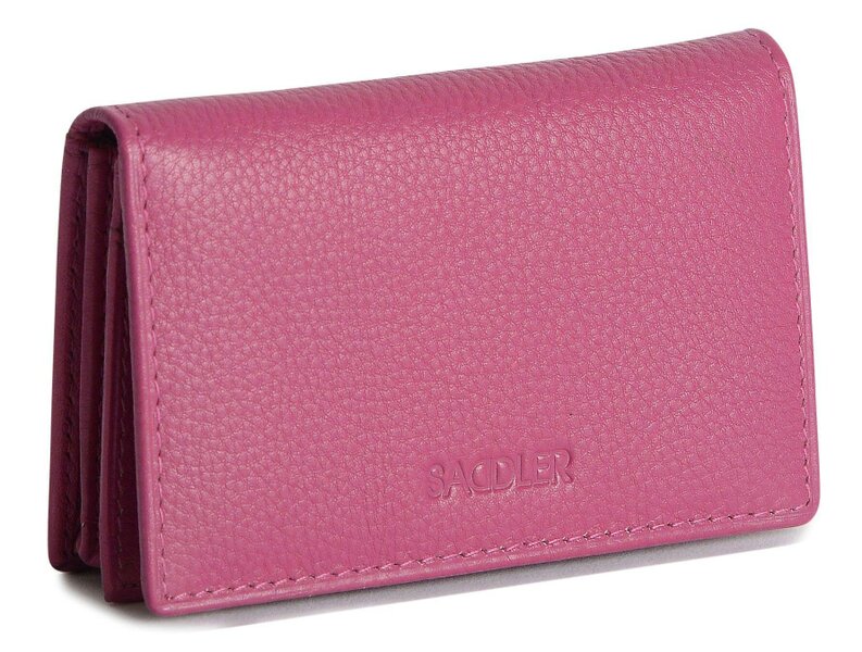 SADDLER JESSICA Leather Credit Card Holder with RFID Protection - 2 Sections and ID Window - Magenta