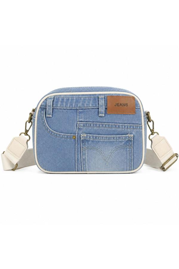 Kitise Jean Style Denim Crossbody Bag with Adjustable Strap