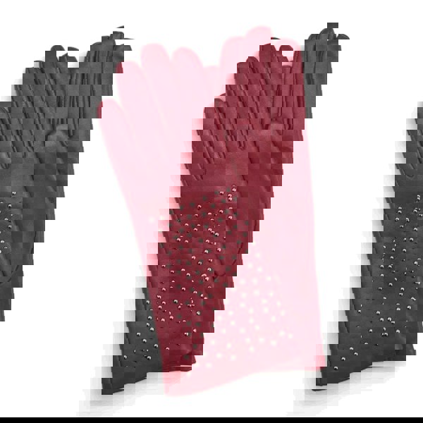 Infinity Leather Women’s Leather Studded Wool Lining Fashion Gloves