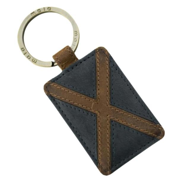 Mala Leather Saltire Scottish Flag Leather Keyring