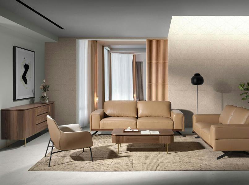 Angel Cerdá Sideboard walnut and golden polished steel 3228