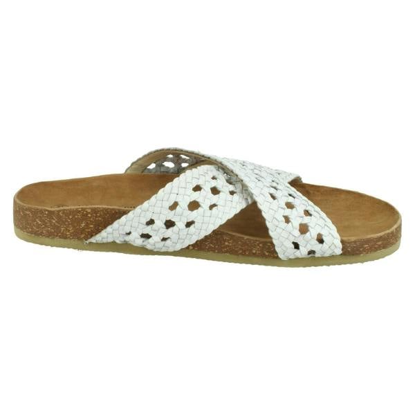 Down to Earth Ladies Down To Earth Leather X Strap Mule Sandals F00429