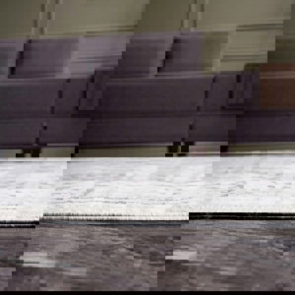 Living Room Rug Medallion Design in Grey