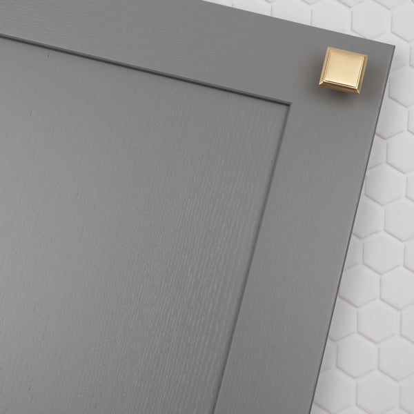 Handle & Home Brushed Brass Square Handle and Coordinating Knob