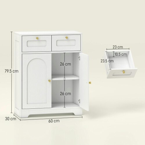 Wyld Haus Pareto Bathroom Floor Storage Cabinet With 2 Drawers White