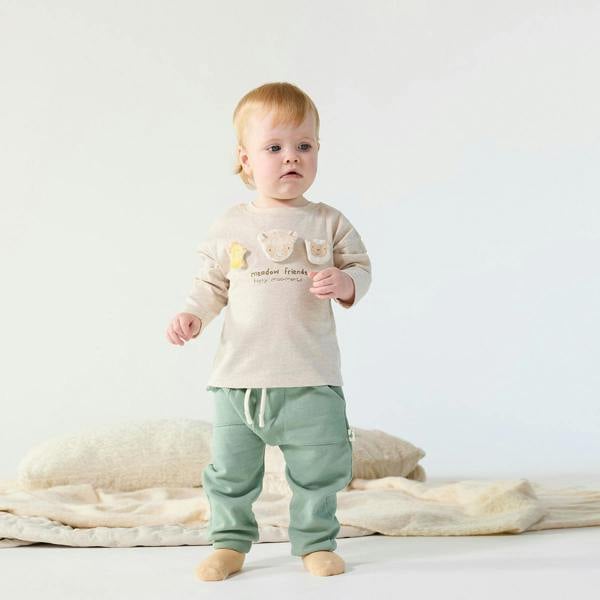 Mini Cuddles Baby Unisex Farm Animal Applique T-Shirt, Cream