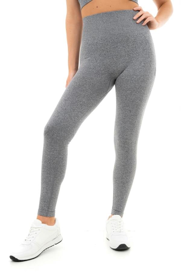 Smart Living Women's High Waist Solid Marl Leggings with Bum Lift - Charcoal