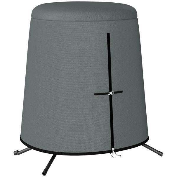 Grey hanging egg chair protective cover with front zipper and adjustable straps