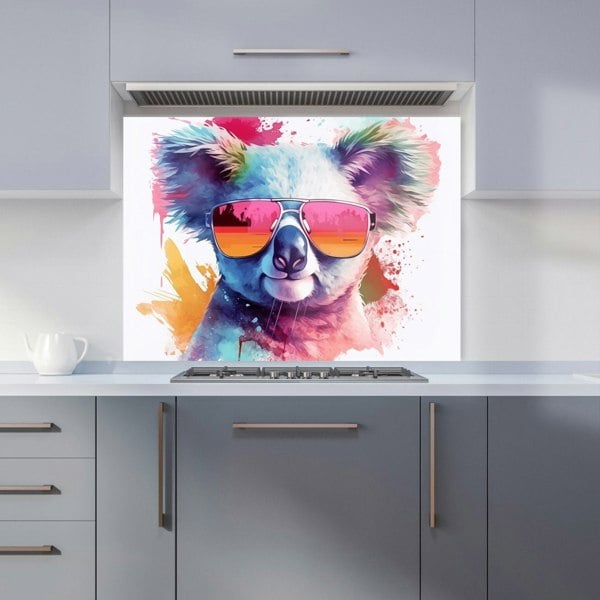 Warren Reed - Designer Colourful Splashart Koala In Glasses Kitchen Splashback