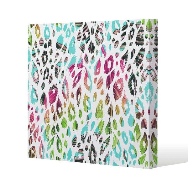 Benjamin Tate Design Multi Coloured Leopard Spots Slim Style Canvas Print  50x50cm , 15mm Slim Real wood.