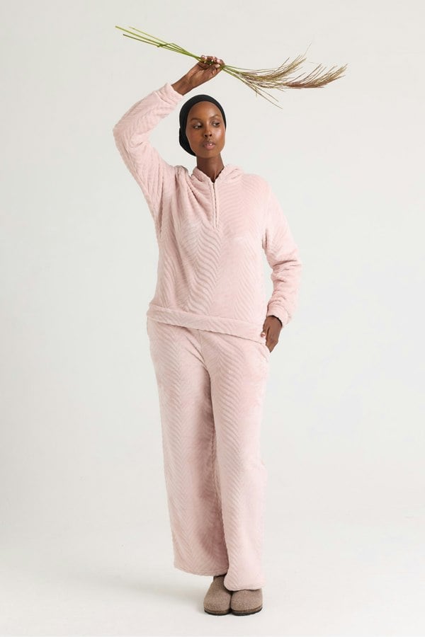 Cosy Chevron Lounge Suit in Rose - Loungewear