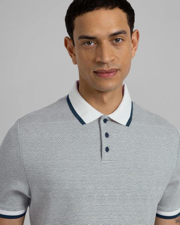 Steel & Jelly Bevan - Two-Tone Abstract Stripe Polo Shirt