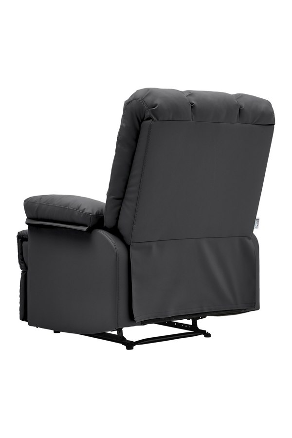 Living and Home Black Checkered Faux Leather Upholstered Recliner Armchair