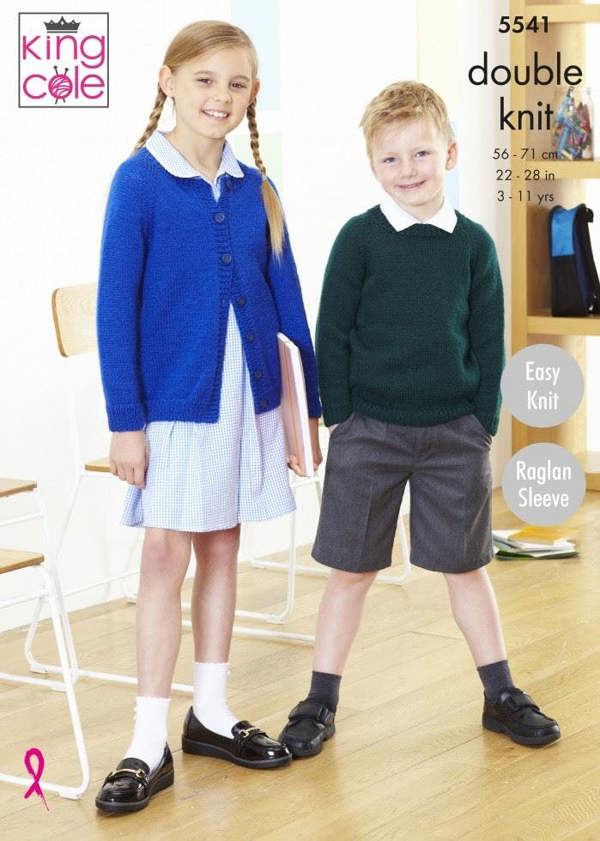 King Cole Pricewise DK Knitting Pattern 5541, Cardigans, Sweaters for Kids, 3 -11 Years