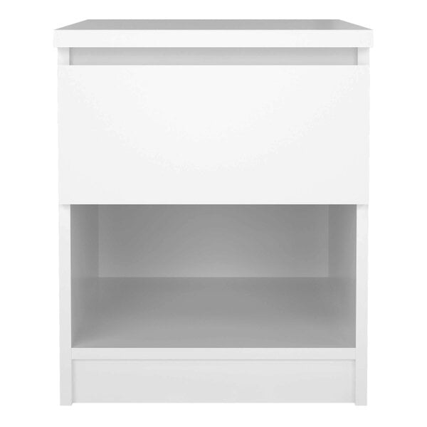 Wyld Haus Budapest White Wooden Bedside Table 1 Drawer 1 Shelf