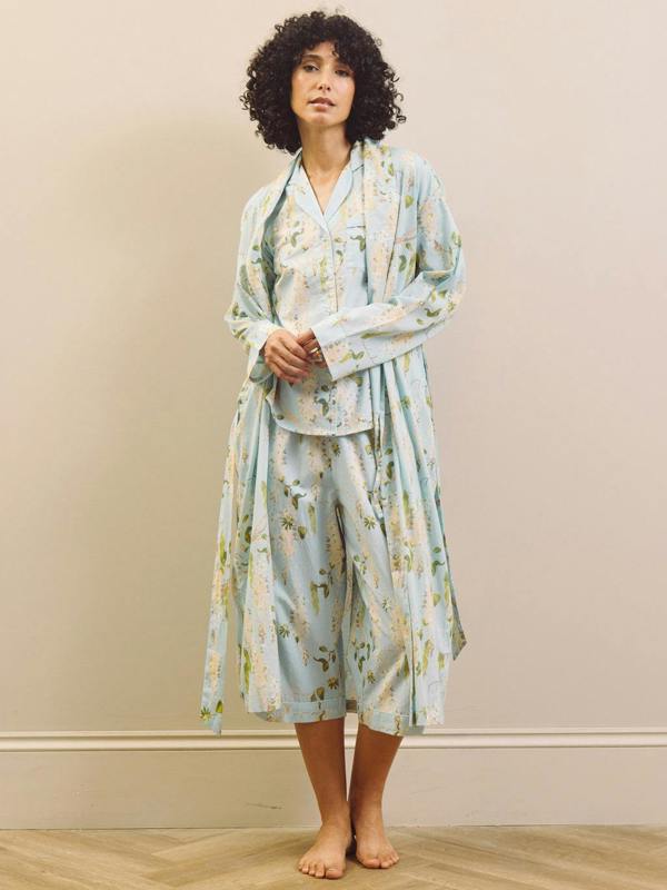 Their Nibs Pale Blue Wisteria Cotton Grandpa Dressing Gown