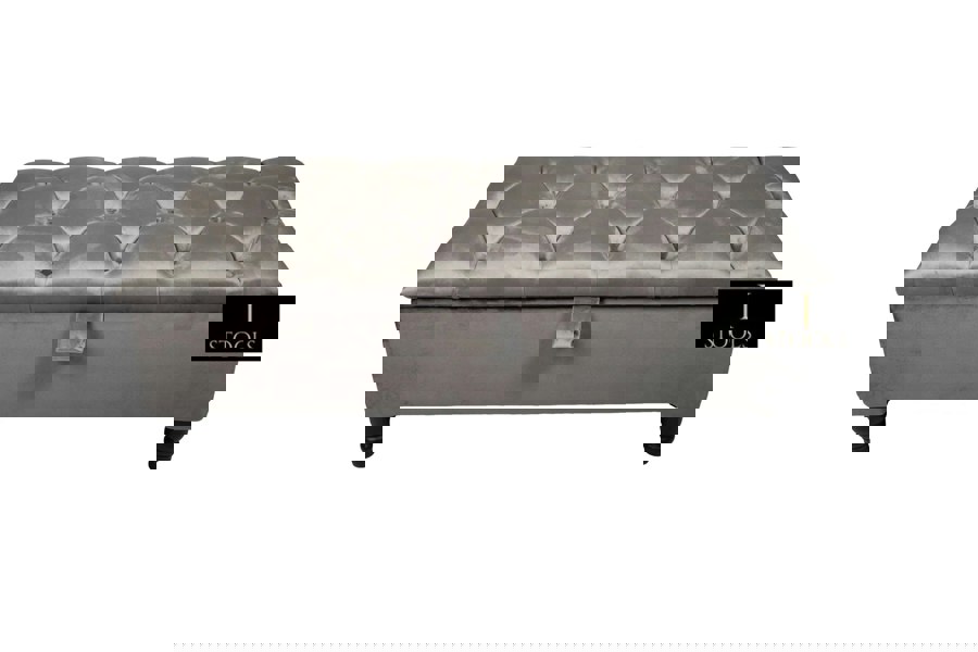 ISTOOLS Dark Grey Storage Ottoman Bench | Coffee Table, Seating & Hidden Storage