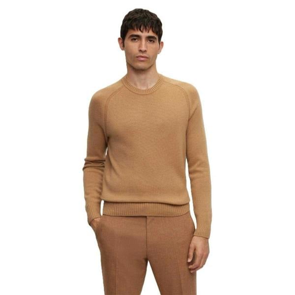 Boss Mens Raglan Long-Sleeved Sweater Top - Beige - 