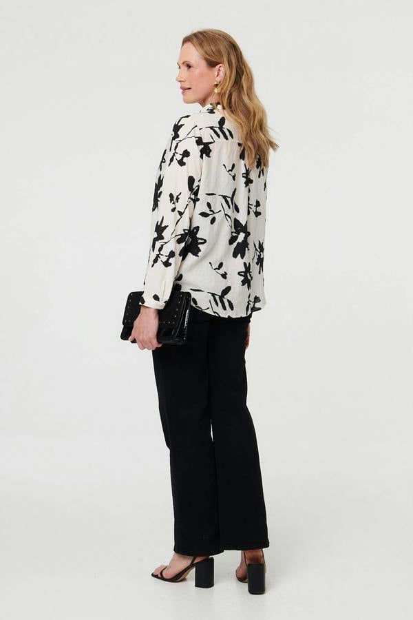 Black | Floral Relaxed Long Sleeve Shirt