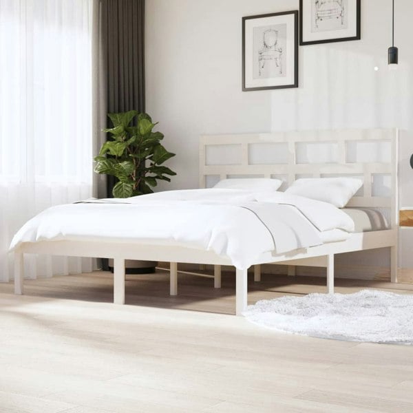 Berkfield Bed Frame White 180x200 cm Super King Size Solid Wood