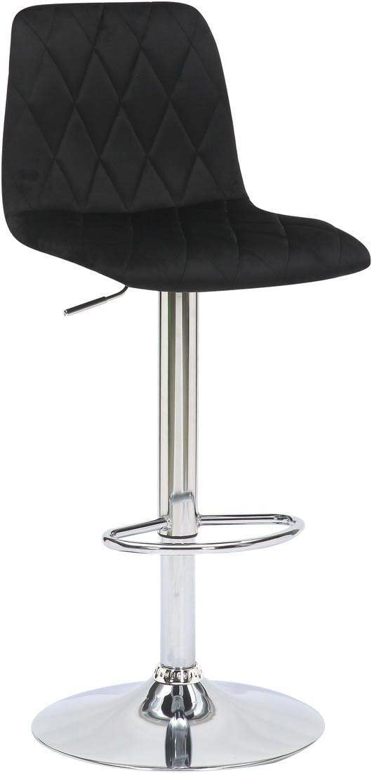 Lamboro Verona Velvet Kitchen Bar Stools, Single, Height Adjustable Gas Lift Stool With Backrest, Breakfast Bar Stool - Black