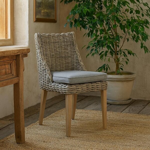 Wyld Haus Sardinia Grey Wicker Outdoor Dining Chair