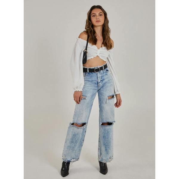 Pink Vanilla Twist Front Balloon Sleeve Crop Top
