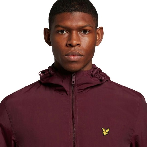 Lyle & Scott Branded Hooded Short Lightweight Jacket - Burgundy