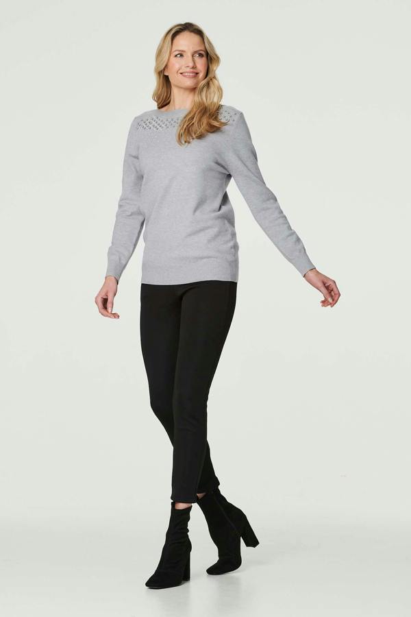 Grey | Embellished Relaxed Knit Jumper